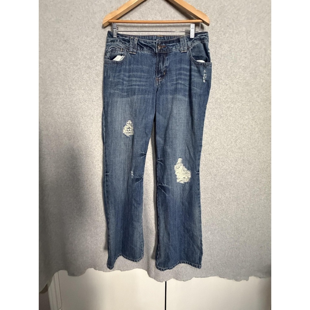 Lane Bryant Jeans Womens 14 Blue Medium Wash Distressed Straight Denim Plus